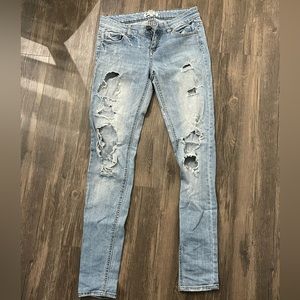 3 Love Fire Ripped Blue Jeans